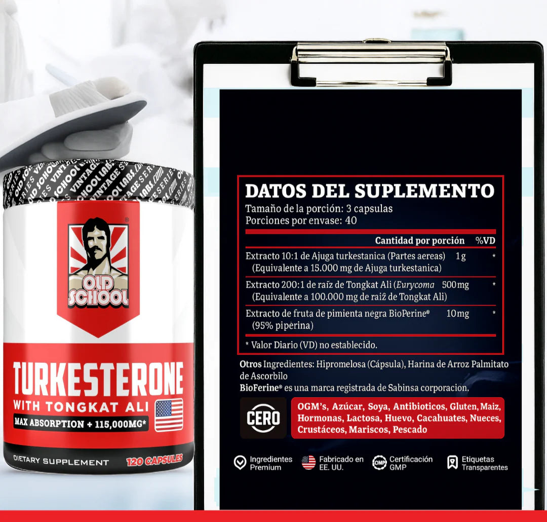 Turkesterone 💪 Testosterone Booster (120 Capsulas)